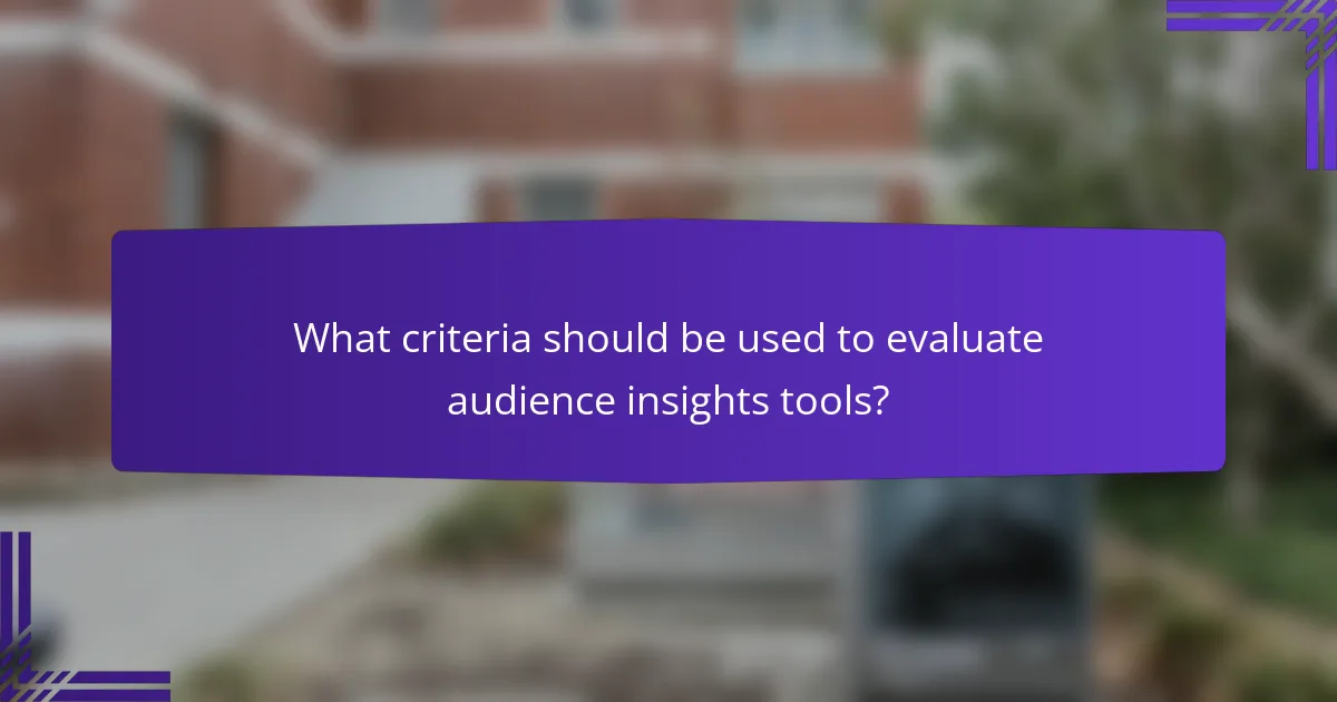 What criteria should be used to evaluate audience insights tools?
