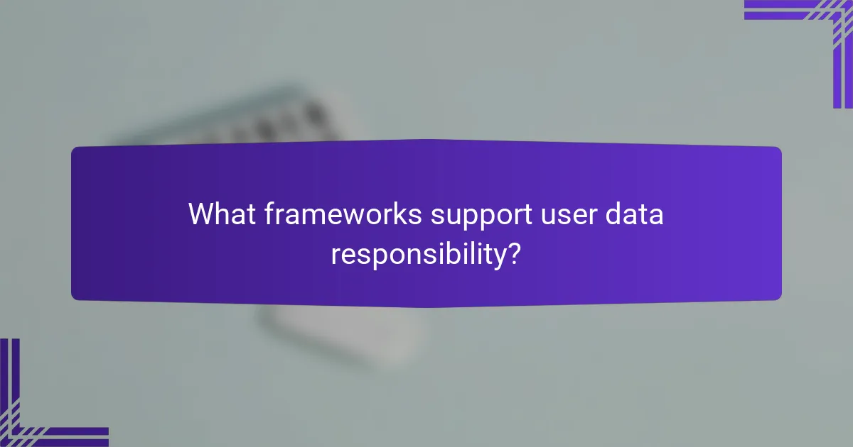 What frameworks support user data responsibility?